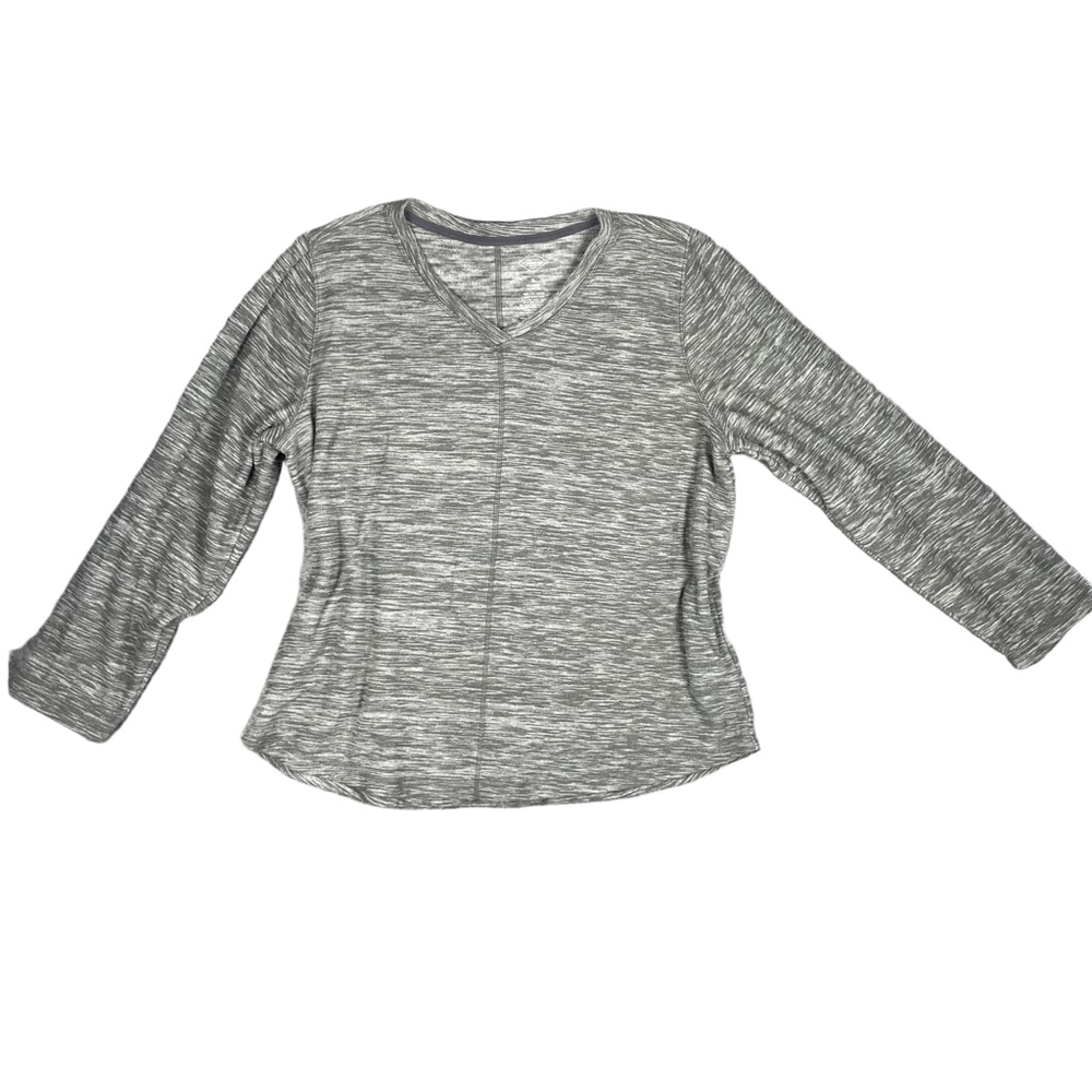 St. John’s Bay Heather Grey Women’s XL 3/4 Sleeve Ribbed Knit Shirt